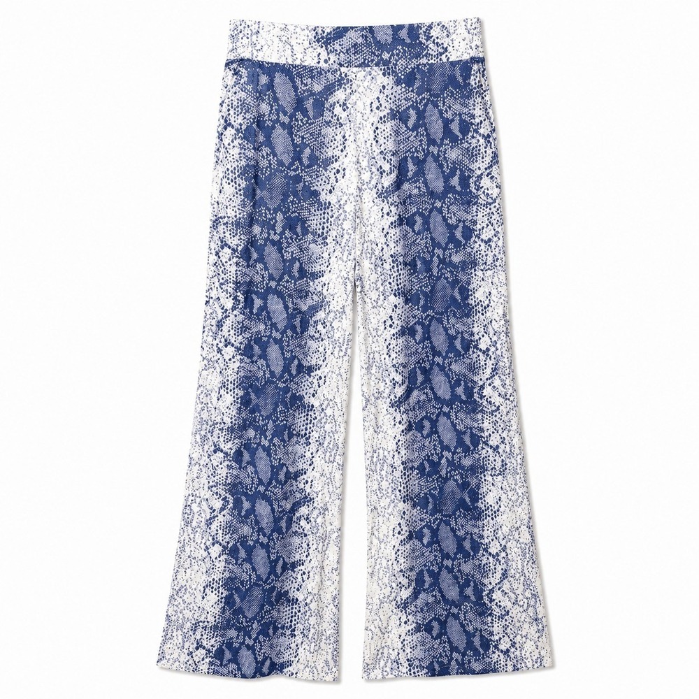 NWT ANGIE Rayon Self-Tie Wide-Leg Beach Palazzo Pant Sz S Purple Blue Snakeskin